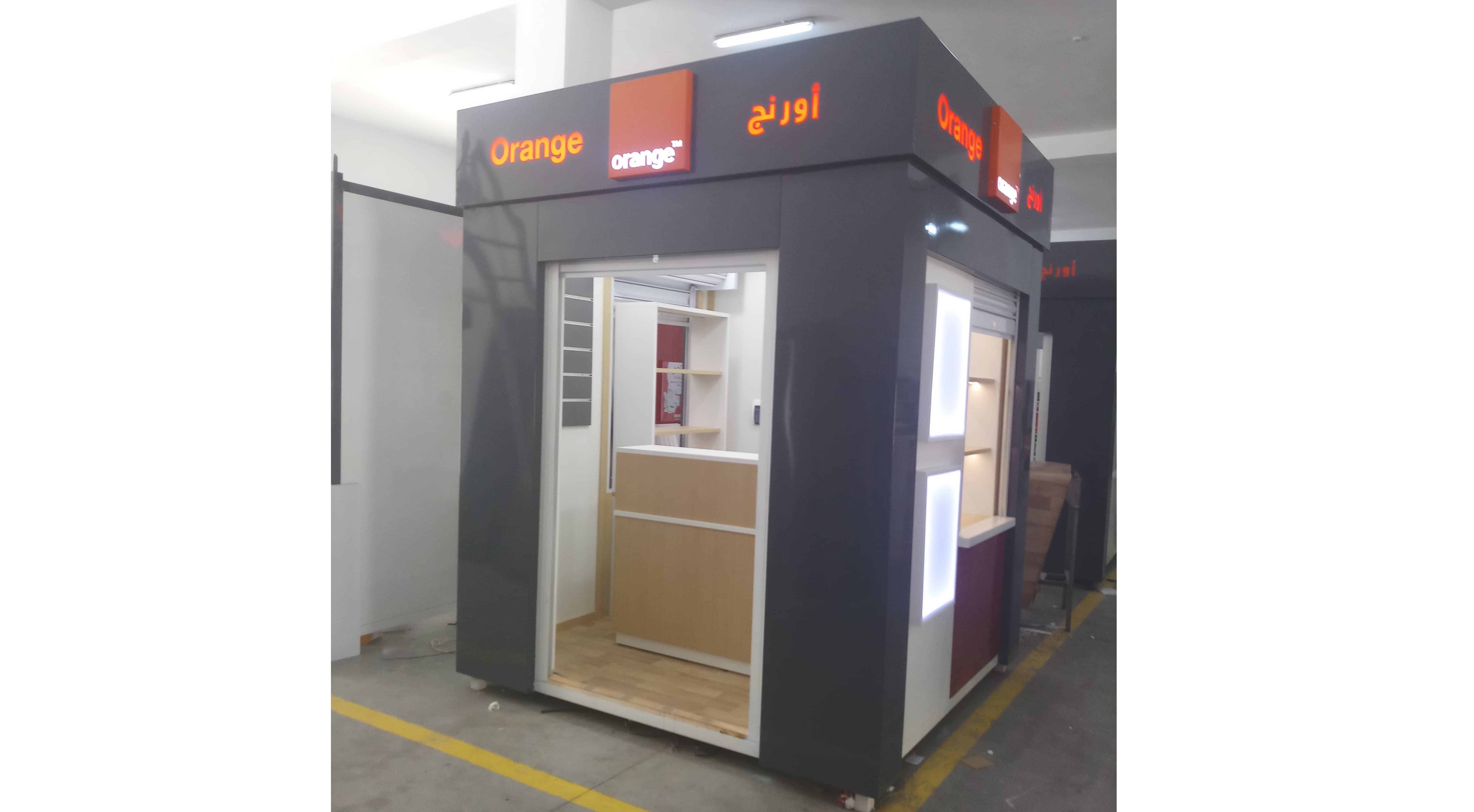 Orange Publicom structure modulaire tunisie, construction préfabriquée, stand modulaire
